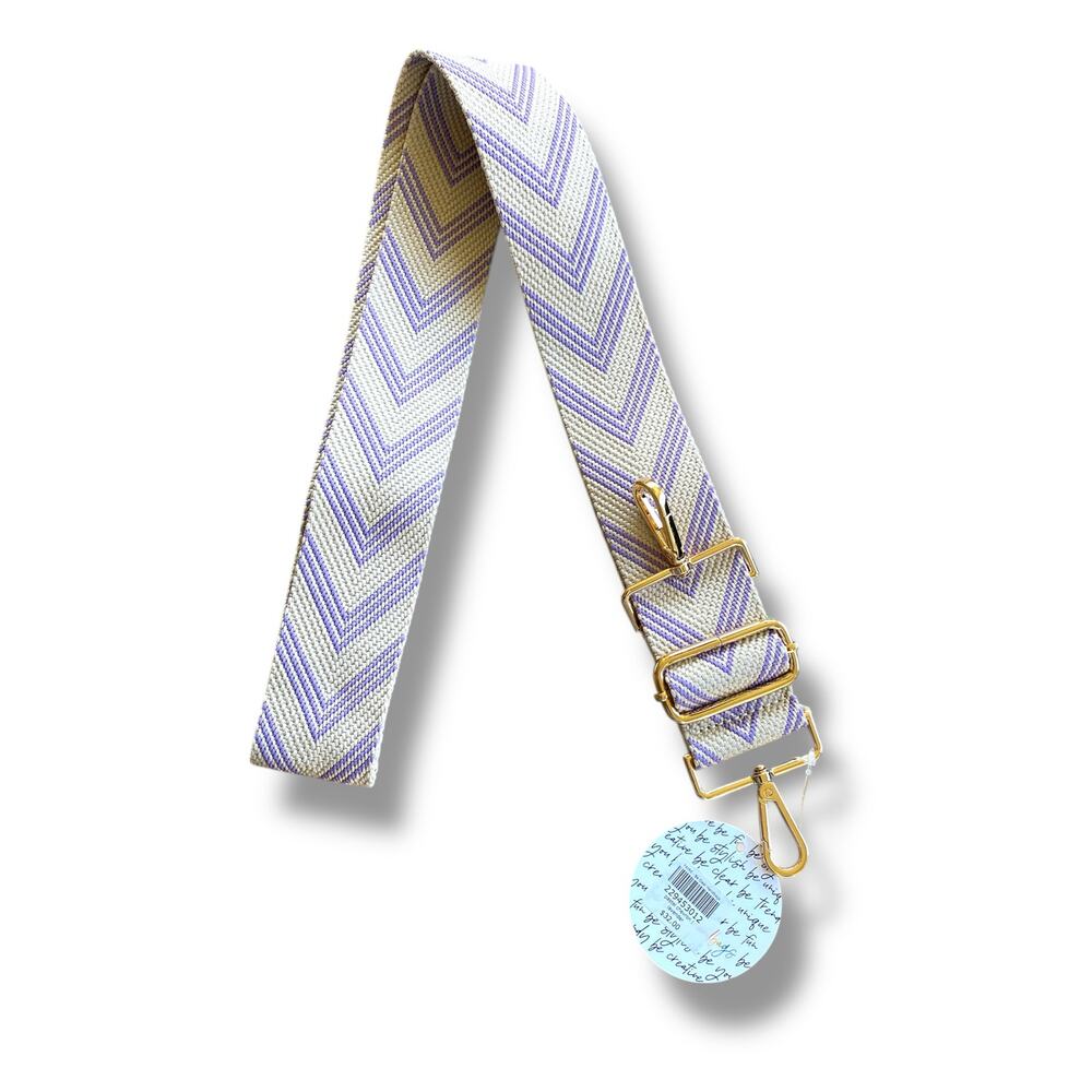 Be Clear Handbags Adjustable Strap Lilac & Beige Chevron Pattern Stadium Faire